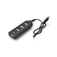 Хаб USB 2.0 4 порта, Black, 480Mbts питание от USB, Blister