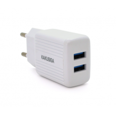 СЗУ AC100-240V iKAKU KSC-368 DILANG, 2xUSB, Output: DC5V / 2.4A (12W), White, Blister-box