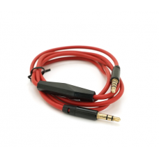 Кабель AUX с микрофоном Audio DC3.5 папа-папа 1.0м, CCA Stereo Jack, (круглый) Red cable, Box