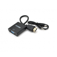 Конвертер VEGGIEG H-V2B HDMI (тато) на VGA (мама)+ Audio, 25cm, Black, Пакет