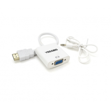 Конвертер VEGGIEG H-V1B HDMI (тато) на VGA (мама) + Audio, 25cm, White, Пакет
