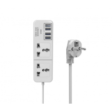 Мережевий подовжувач Senmaxu SMX-068, 2 Universal Socket + 4 USB, 1,5м, Black, Box