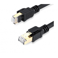 Патч-корд литой VEGGIEG, CCA, SFTP, RJ45, Cat.8, 0,5m, черный