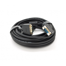 Кабель VEGGIEG VG-5 VGA 3 + 6, 5,0m, male to male (тато-тато), OD-6.5mm, 1 ферит, круглий Black, коннектор Gold, Пакет