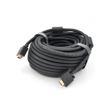 Кабель VEGGIEG VG-30 VGA 3 + 6, 30m, male to male (тато-тато), OD-8.0mm, 2 фериту, круглий Black, коннектор Gold, Box