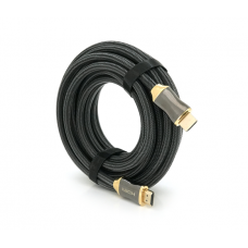 Кабель VEGGIEG HX-8 HDMI-HDMI 2K * 4K, 8.0m, v2,0, OD-8.0mm, круглий, обплетення, Black, коннектор Black-Gold, Box