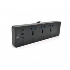 Сетевой фильтр ТВ-Т11, 3 розетки + 3 USB, с переключателем на каждую розетку, 2 м, сечение 3х0,75мм, 3000W, Black, Box