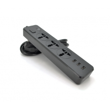 Сетевой фильтр ТВ-Т13, 3 розетки + 3 USB, 2 м, сечение 3х0,75мм, 2500W, Black, Box