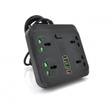 Сетевой фильтр TB-Т18, 4 розетки + 2 USB+ PD, 2 м, сечение 3х0,75мм, 3000W, Black, Box