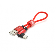 Кабель VEGGIEG UT-20R, Type-C, 2.4A, Red, длина 0,2м, BOX