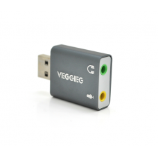 Контроллер VEGGIEG US3-B, USB-sound card (7.1), Grey, Blister-Box