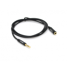 Подовжувач VEGGIEG AFB-1 Audio DC3.5 тато-мама 1.0м, GOLD Stereo Jack, (круглий) Black cable, Пакет