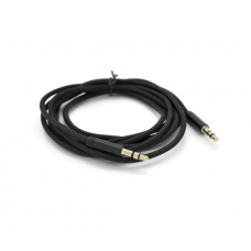 Кабель VEGGIEG AB-1 AUX Audio DC3.5 тато-тато 1.0м, GOLD Stereo Jack, оплетка, (круглий) Black cable, Пакет