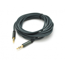 Кабель VEGGIEG AB-3 AUX Audio DC3.5 тато-тато 3.0м, GOLD Stereo Jack, оплетка, (круглий) Black cable, Пакет