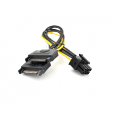 Кабель-перехідник для живлення відеокарти SATA+SATA->6P, OEM