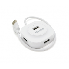 Хаб VEGGIEG V-U2407 USB 2.0 4 порта, 480Mbts, живлення від USB, White, 0,3m, Box