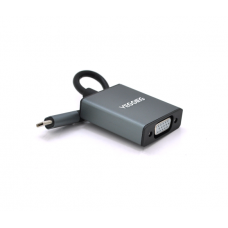 Хаб-конвертор VEGGIEG Type-C (тато) на VGA (мама), 10 см, Black, Box
