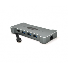 Хаб-конвертор VEGGIEG TC06 Type-C (тато) на Type-C (мама) + USB3.0 * 3 (мама) + HDMI (мама), Silver, Box