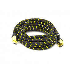 Кабель Ritar PL-HD207 HDMI-HDMI 19+1, UltraHD 8K 60HZ,4K 120HZ, 5.0m, v2,1, OD-6.3mm, с фильтром, в оплетке Black / Gold, коннектор Gold, Blister