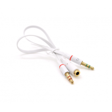 Спліттер Jack 3.5 (мама) 2 pin => 2 * Jack 3.5 (тато 2 pin, плоский, White Пакет