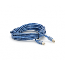 Кабель USB 2.0 RITAR AM / BM, 10m, 1 феррит, прозрачный синий