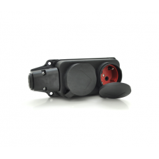 Колодка PiPo PP / SP-3132 / 2 / 44 / 16B, 16А, 220-240В, IP44, с заглушкой, с заземлением 2 гнезда, каучук, черный