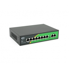 POE коммутатор JY-1010B 8 POE 10 / 100 + 2 RJ45 10 / 100 + встроенный блок питания 52V 2.3A