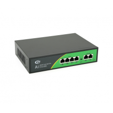 POE коммутатор JY-1006B 4 POE 10 / 100 + 2 RJ45 10 / 100 + встроенный блок питания 52V 1.38A