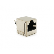 Сетевой разъем RJ45 вертикальный с интерфейсом 8P8C, вертикальный, под пайку, Silver