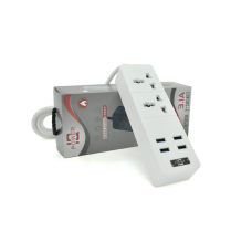 Сетевой фильтр ТВ-Т07, 2 розетки + 4 USB, 2 м, сечение 3х0,75мм, 2500W, White, Box