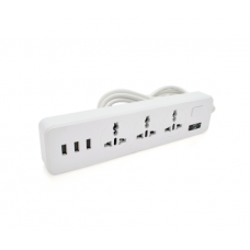 Сетевой фильтр ТВ-Т13, 3 розетки + 3 USB, 2 м, сечение 3х0,75мм, 2500W, White, Box