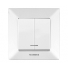 Выключатель Panasonic Arkedia Slim двухклавишный с подсветкой, белый