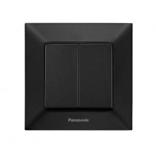 Выключатель Panasonic Arkedia Slim двухклавишный, быстрый монтаж, черный