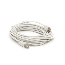 Кабель USB 2.0 AM / BM, 5.0m, 1 феррит, белый