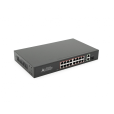 POE коммутатор Merlion 16 POE 10 / 100 + 1 Single Fiber Tx 1310nm 20km + 2 RJ45 10 / 100 / 1000+ встроенный блок питания 52V 4.8A