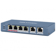 4-портовый неуправляемый POE коммутатор Hikvision DS-3E0106HP-E , 4×100 Мбит / с RJ45 (1 Hi-PoE) + 2×100 Мбит / с
