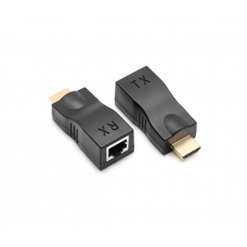 Одноканальный пассивный удлинитель HDMI сигнала по UTP кабелю по одной витой паре. Дальность передачи: до 30метров, 720P-cat5e, 1080Р- cat6e, Black