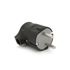 Вилка с заземлением угловая, 16A 250V, A105B, Black