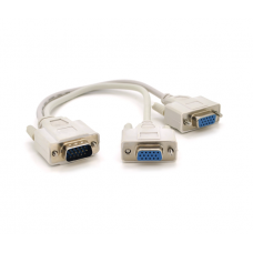 Разветвитель VGA 0,2m, male to 2*female (папа-2*мама), White, OEM