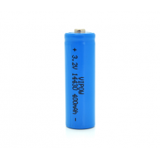 Літій-залізо-фосфатний акумулятор 14430 Lifepo4 Vipow IFR14430 TipTop, 400mAh, 3.2V, Blue