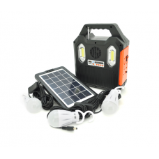 Переносной фонарь RT903BT+Solar, 1 режим+ сигнал SOS, Радио+ Bluetooth колонка, встроенный аккум, 3 лампочки 3W, Black / Orange