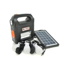 Переносной фонарь RT910BT+Solar, 1+1 режим, Радио+ Bluetooth колонка, встроенный аккум, 3 лампочки 3W, USB выход, Black / Orange