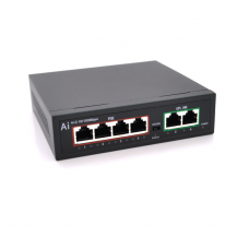 POE коммутатор Merlion 4 POE 10 / 100 + 2 RJ45 10 / 100 встроенный блок питания 52V 1.05A
