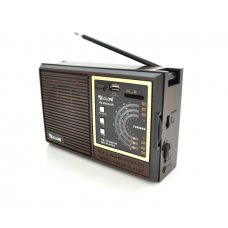 Радиоприемник GOLON RX9933UAR, 6W, AM / FM радио, Входы microSD, USB, питание от 220+АКБ+4*LR20, корпус пластмасс, Black / Brown, BOX