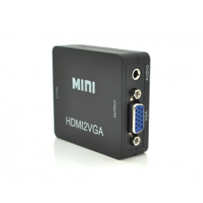 Конвертер Mini, HDMI to VGA, ВХОД HDMI(мама) на ВЫХОД VGA(мама), 720P / 1080P, Black, BOX