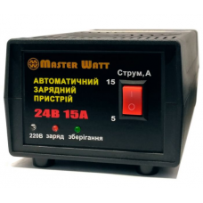 Автоматичне ЗУ для акумулятора MW-AZU24-15A 24V (25-260Ah) (MF, WET, AGM), 160-245V, Струм заряду 5А / 15А, крокодили в комплекті
