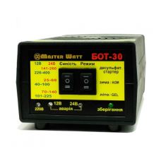 Десульфатирующее ЗУ БОТ-30 для акумулятора 12 / 24V (25-400Ah) (MF, WET, AGM, GEL, CA / CA), 160-245V, Струм заряду 20А, з функцією пуску