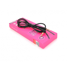 Кабель iKAKU KSC-521 MEILE AUX Audio DC3.5 папа-папа 1.0м, GOLD Stereo Jack, (круглый) Black cable, Box