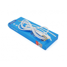 Кабель iKAKU KSC-521 MEILE AUX Audio DC3.5 папа-папа 1.0м, GOLD Stereo Jack, (круглый) White cable, Box