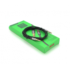 Кабель iKAKU KSC-389 ROUYA AUX Audio DC3.5 папа-папа 1.0м, GOLD Stereo Jack, (круглый) Black cable, Box